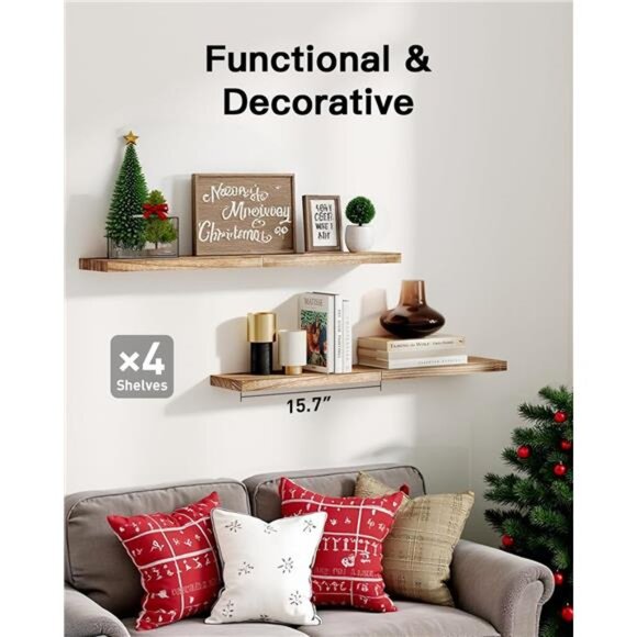 Floating Shelves, Paulownia Wood Wall Shelves - Picture 3 of 7